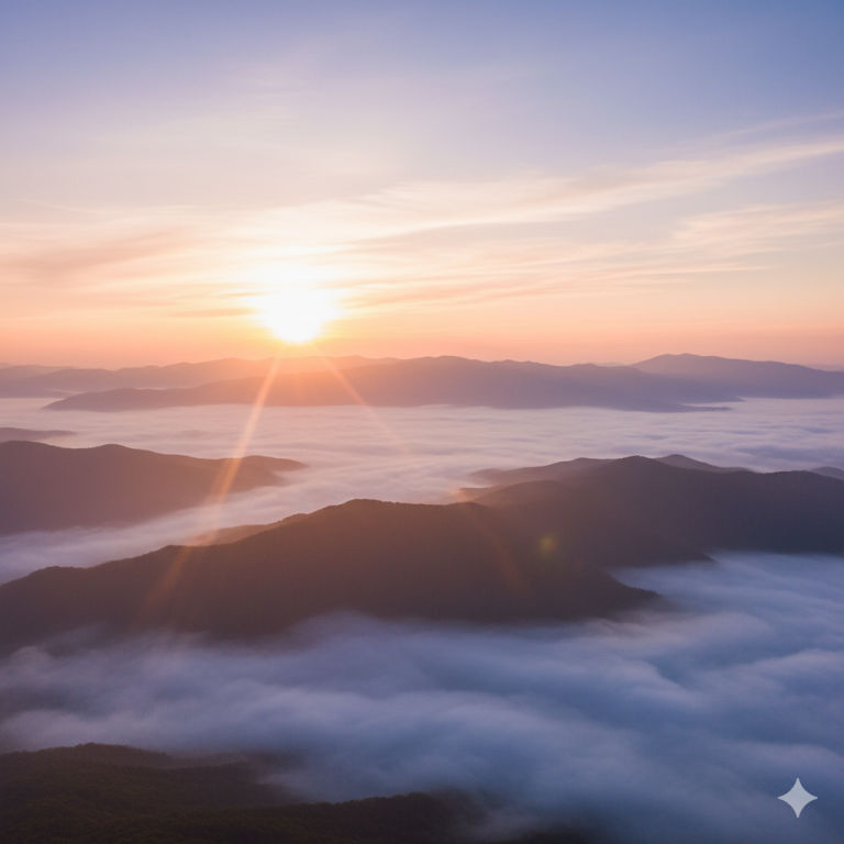 A peaceful sunrise over mountains symbolizing the hope and renewal found in a prayer for peace of mind