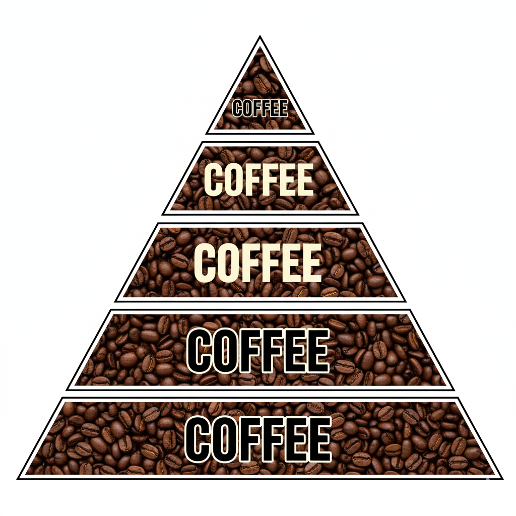 A food pyramid where every level is just labeled 'Coffee'.