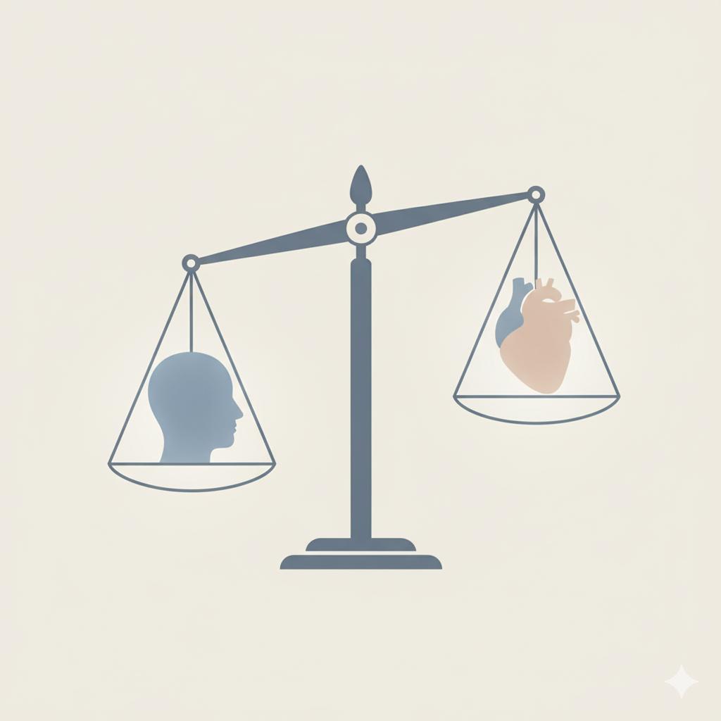 Symbolic balance of heart and mind representing inner peace.